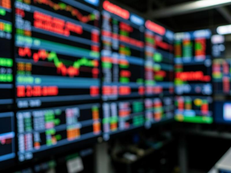 Blurred market data screens
